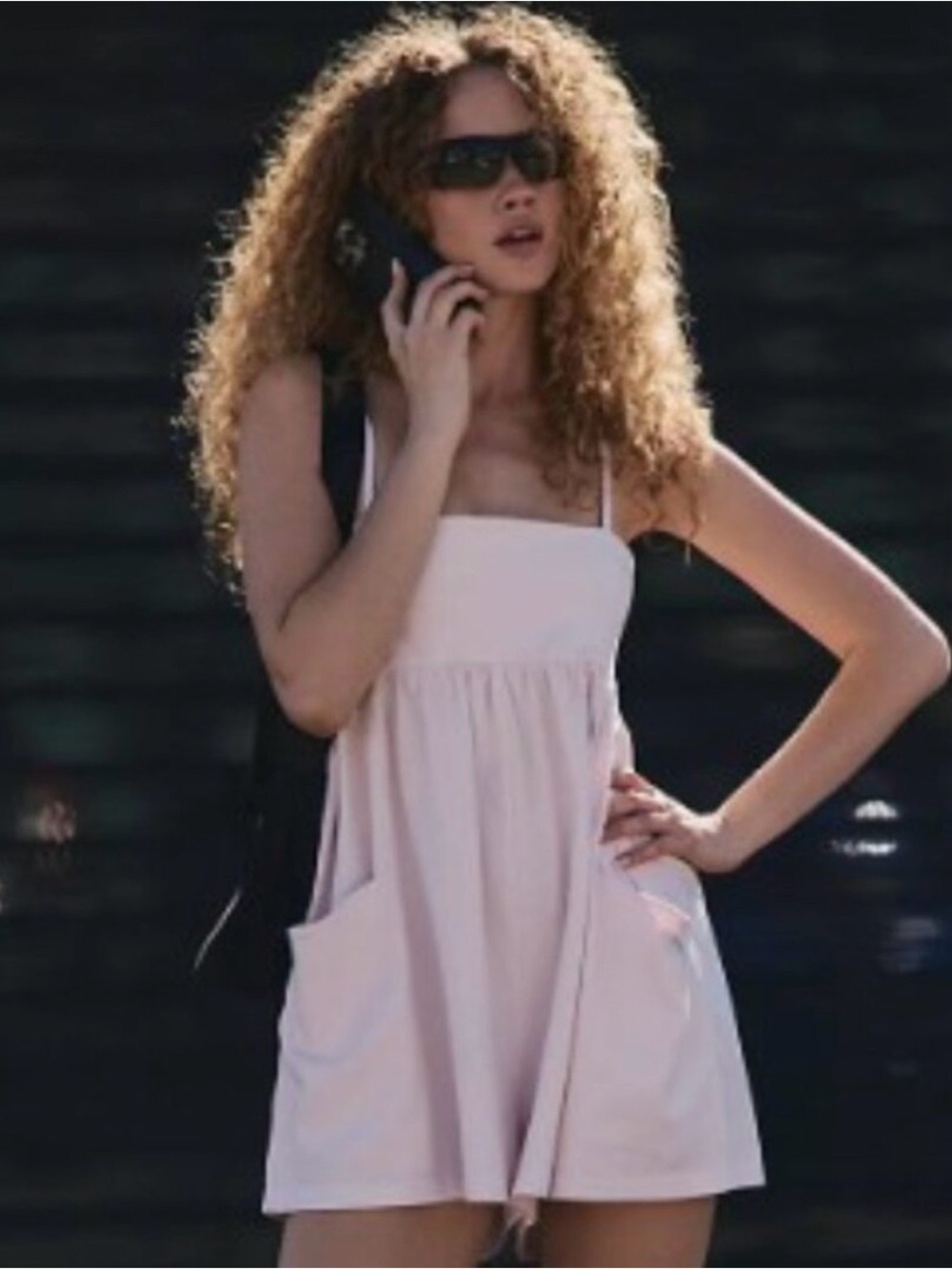 NWOT FP Movement by Free People Light Pink Strappy Romper